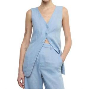 NEW ENZA COSTA linen tunic vest in sky